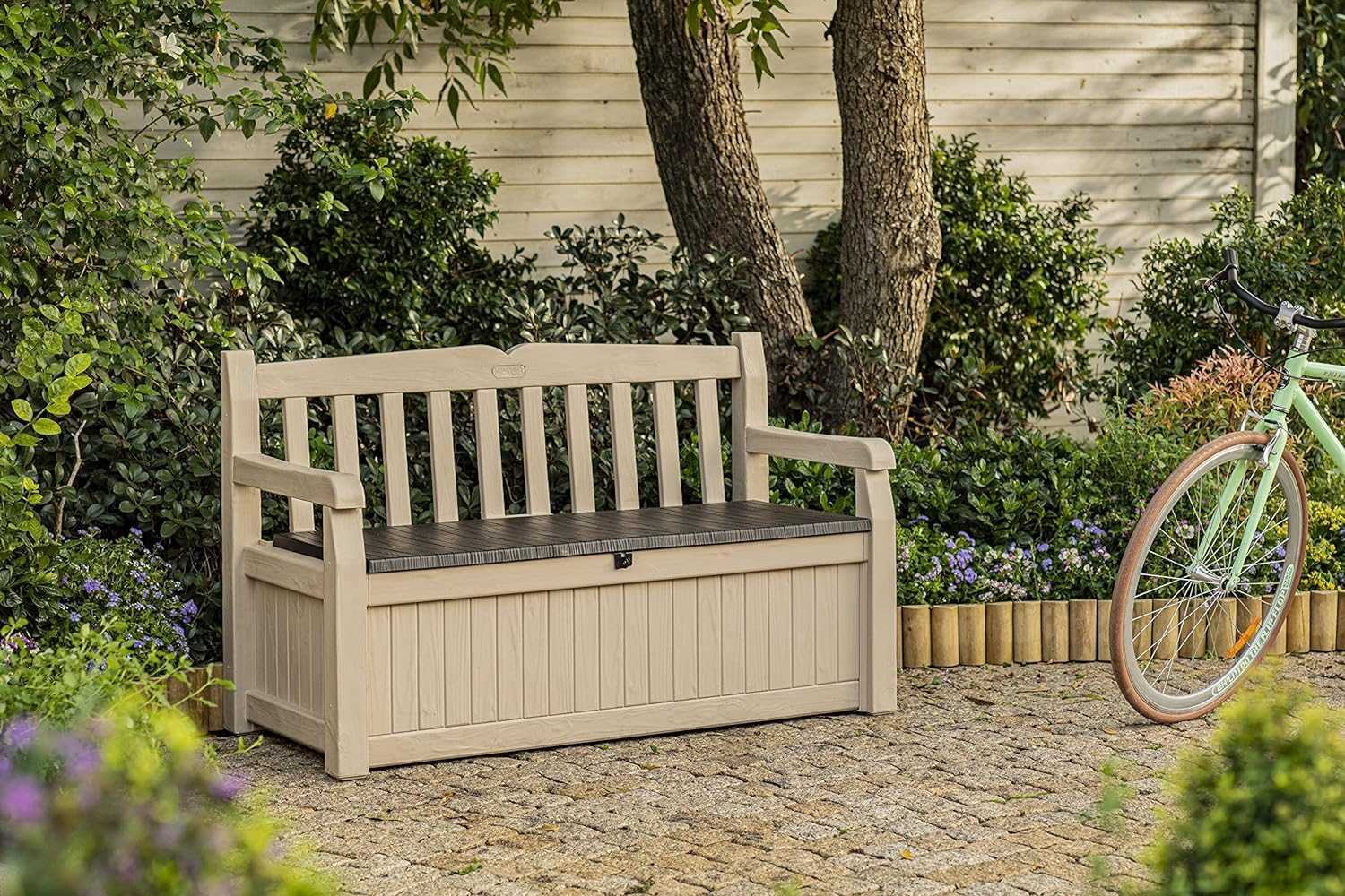 Outdoor Storage Bench 265L – Weather-Resistant Garden Seat - EVERNEST HOME & GARDEN