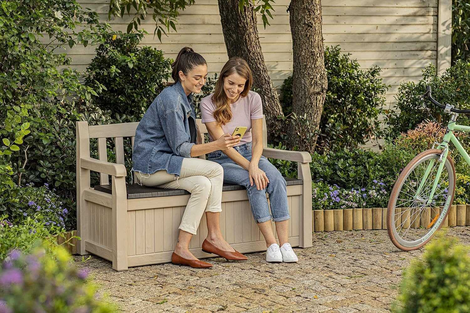 Outdoor Storage Bench 265L – Weather-Resistant Garden Seat - EVERNEST HOME & GARDEN