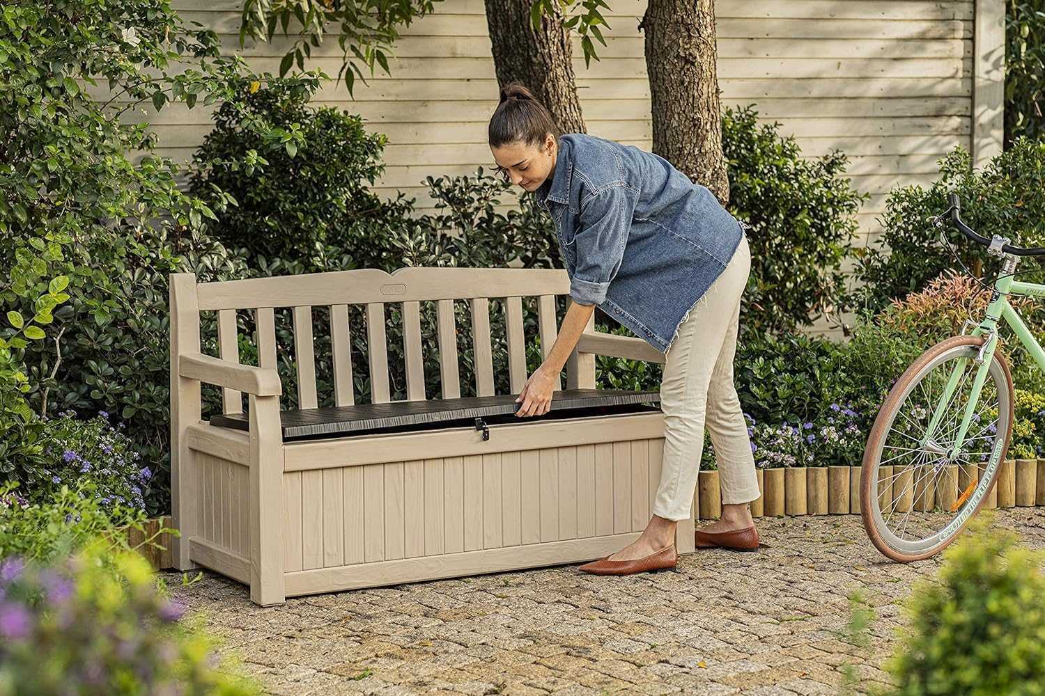 Outdoor Storage Bench 265L – Weather-Resistant Garden Seat - EVERNEST HOME & GARDEN