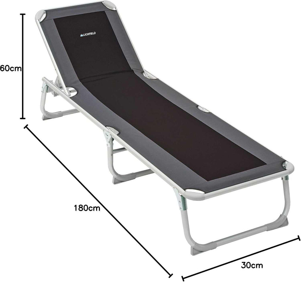 Foldable Sun Lounger Reclining Chair With 5 Positions - EVERNEST HOME & GARDEN