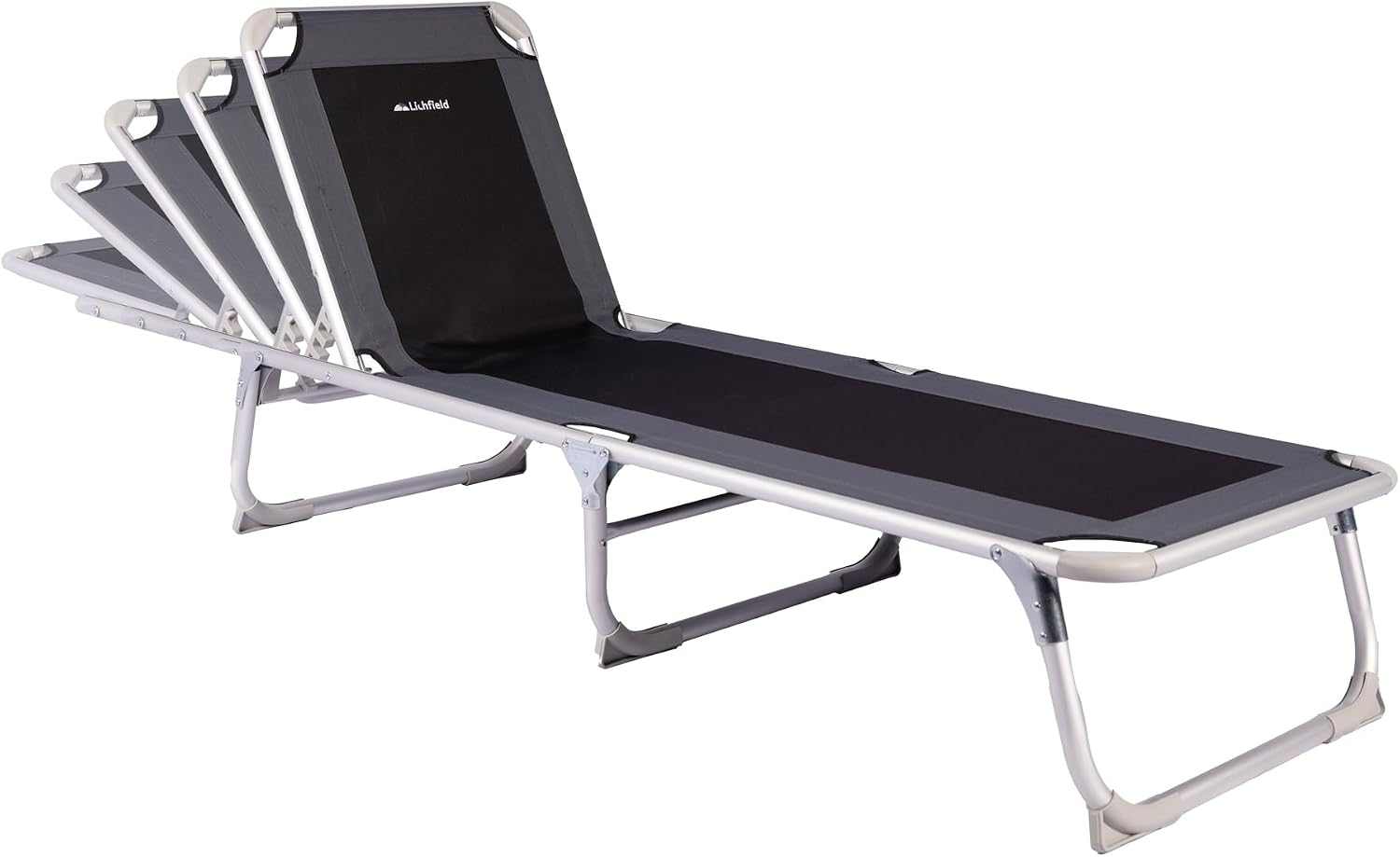 Foldable Sun Lounger Reclining Chair With 5 Positions - EVERNEST HOME & GARDEN