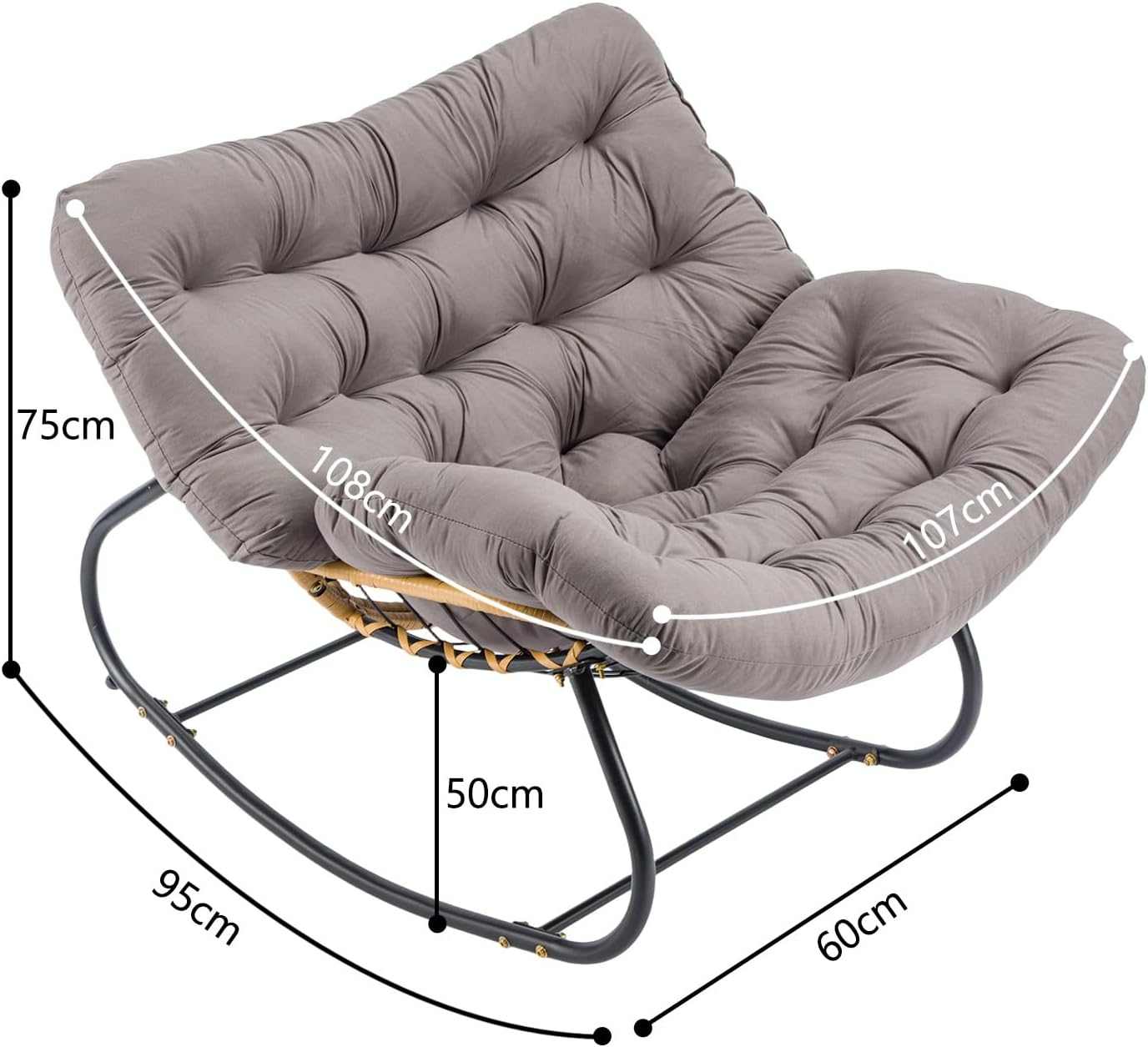 Oversized Outdoor Egg Rocking Chair With Cushion - EVERNEST HOME & GARDEN