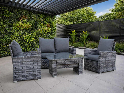4 Seater Rattan Garden Sofa Set With Rising Table - EVERNEST HOME & GARDEN