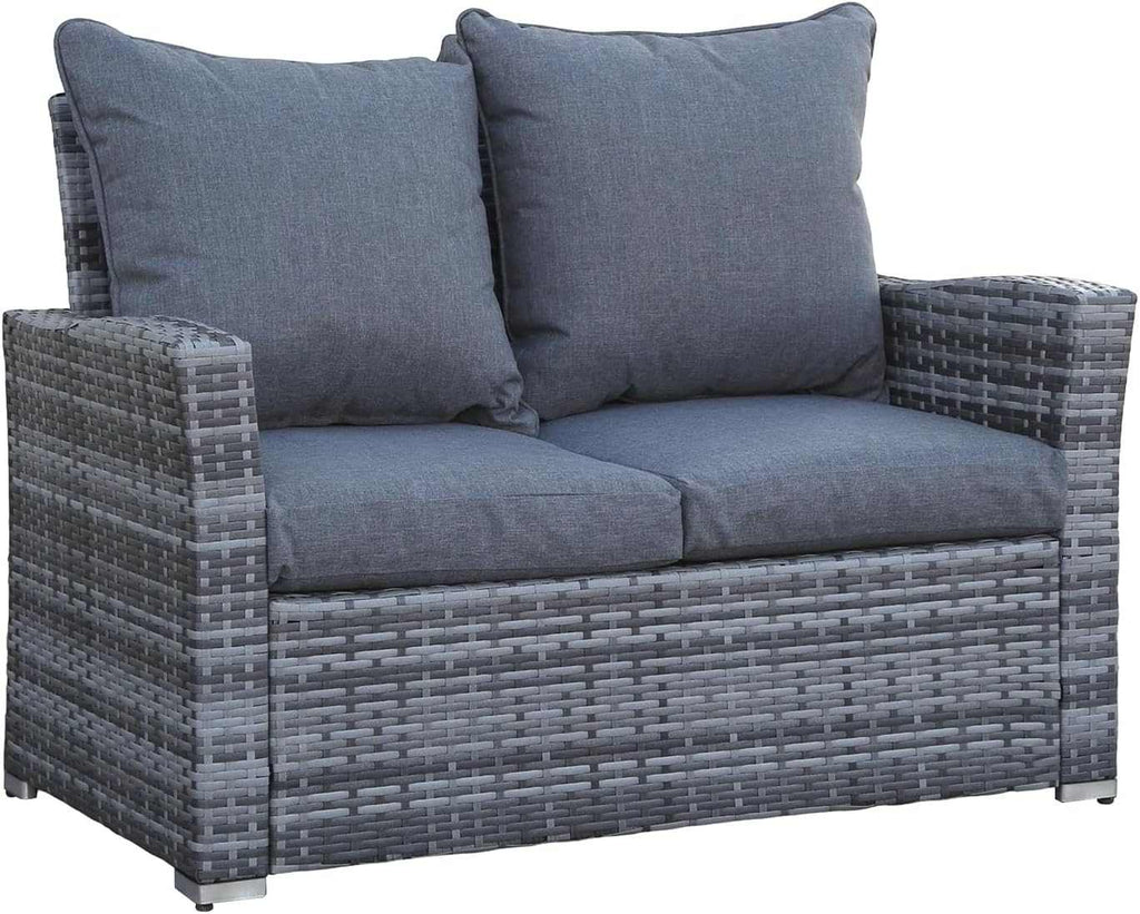 4 Seater Rattan Garden Sofa Set With Rising Table - EVERNEST HOME & GARDEN