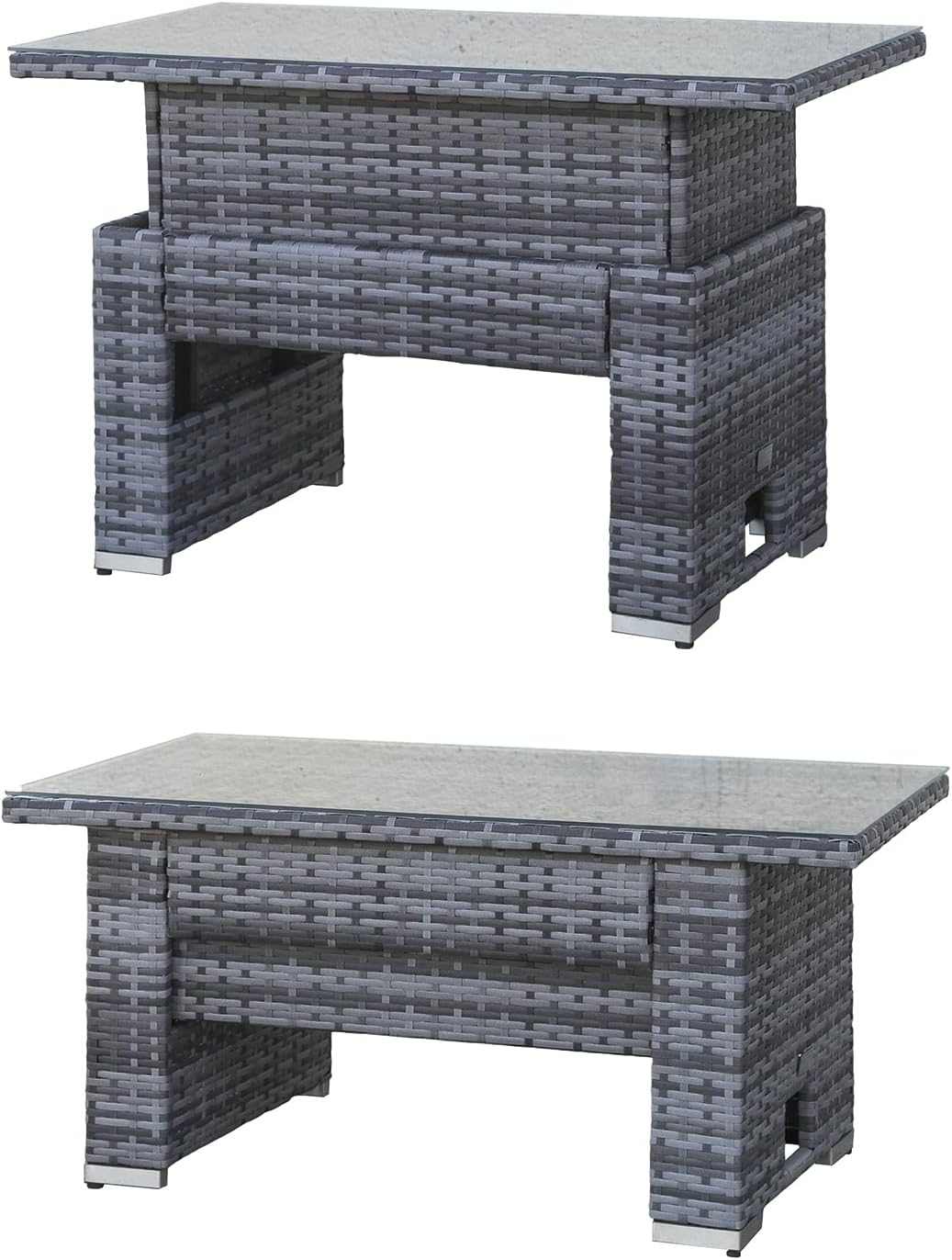 4 Seater Rattan Garden Sofa Set With Rising Table - EVERNEST HOME & GARDEN