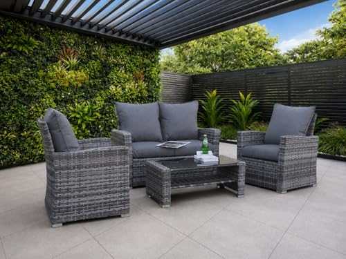 4 Seater Rattan Garden Sofa Set With Rising Table - EVERNEST HOME & GARDEN