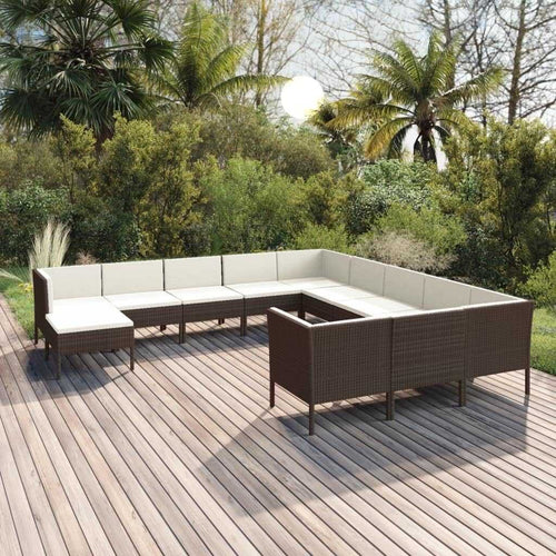 12-Piece Outdoor Patio Lounge Set with Cushions - EVERNEST HOME & GARDEN
