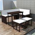 5-Piece Outdoor Patio Rattan Furniture Set With Cushions - EVERNEST HOME & GARDEN