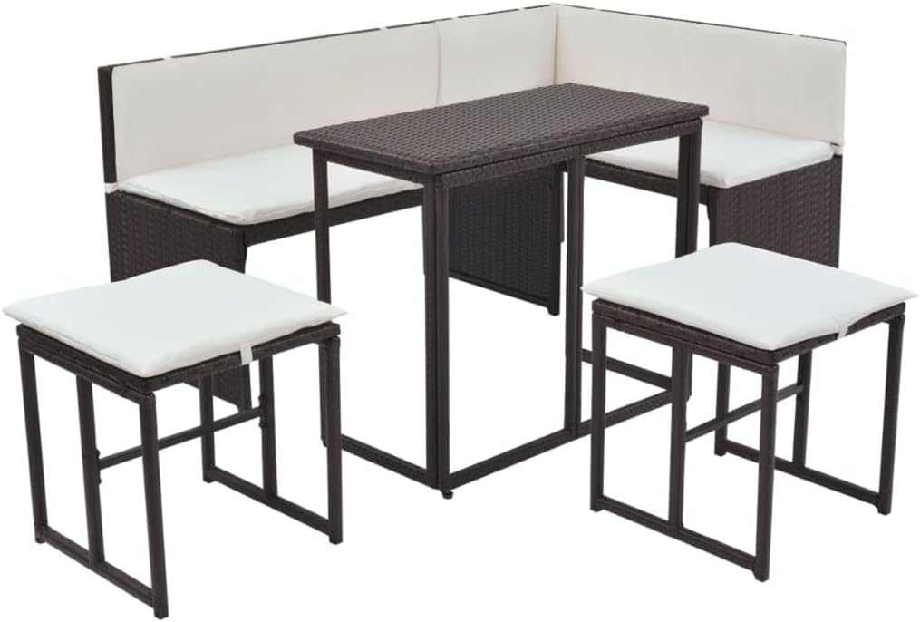 5-Piece Outdoor Patio Rattan Furniture Set With Cushions - EVERNEST HOME & GARDEN