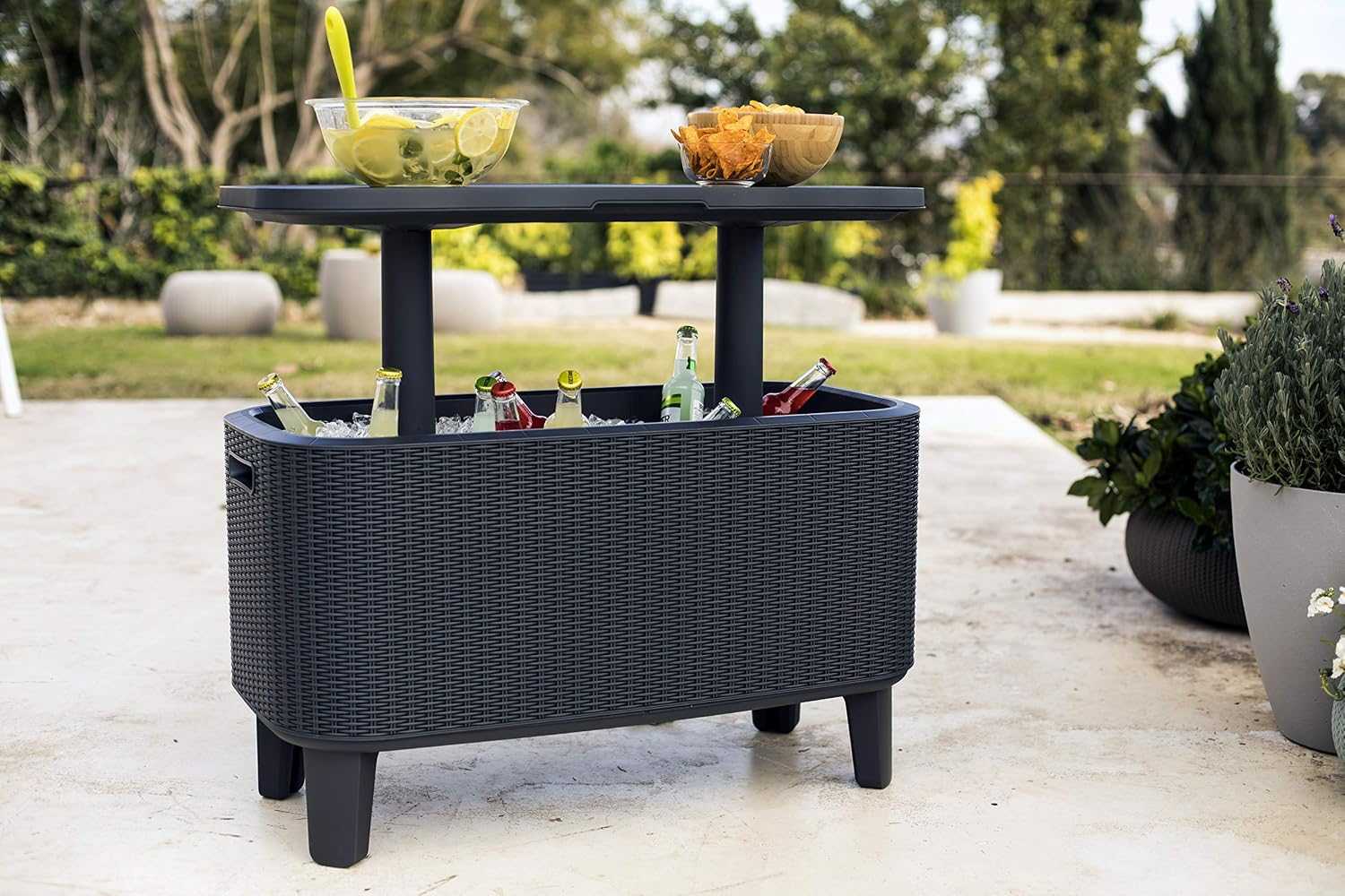Outdoor Cocktail Table With Insulated 60L Cooler - EVERNEST HOME & GARDEN