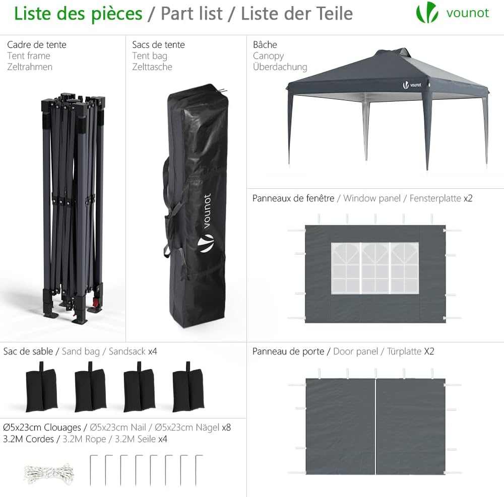 Pop Up 3x3 m heavy duty gazebo with sides and central lock for quick setup