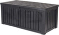 Rockwood Cushion Storage Box 550L in anthracite on a patio with garden furniture