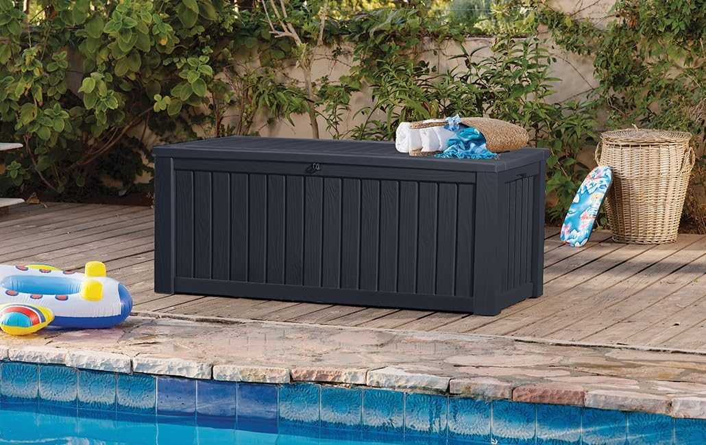 Rockwood 550L anthracite cushion storage box for outdoor garden organization